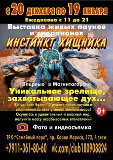 Билеты на выставку живых пауков И скорпионов