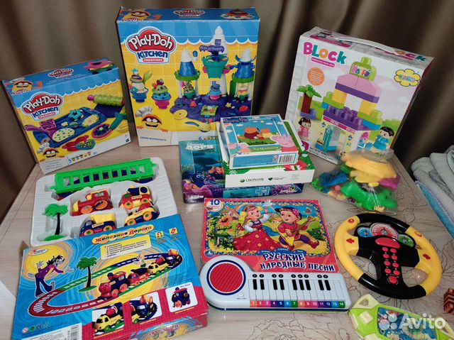 Новый набор Play doh, block, пазлы, паровозик