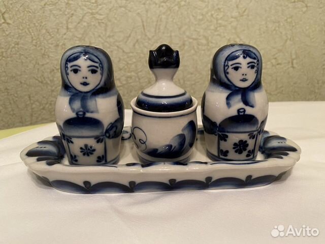 Набор для специй «Матрешки» Гжель