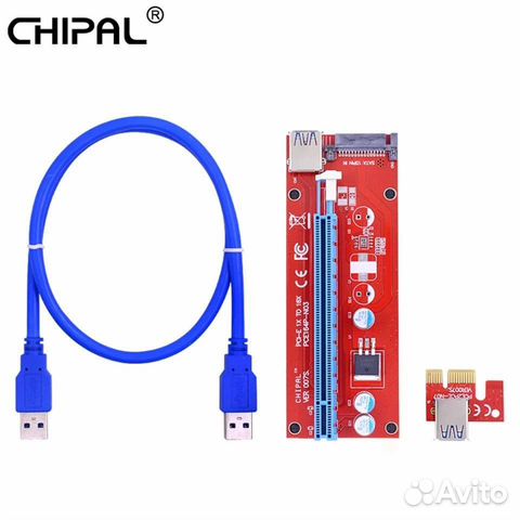 Райзер / Riser Chipal VER007S PCI-E 1x-16x SATA 1м