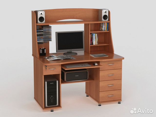 Стол компьютерный кс 20-08, орех валенсия, 130x80x151,5 см,(.