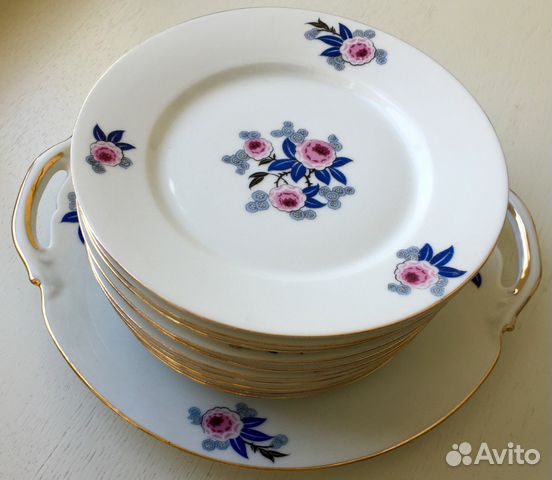 Винтажный пирожный сервиз, Limoges, Франция 1950гг