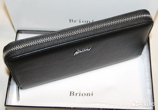 Мужской кожаный клатч портмоне Brioni black new