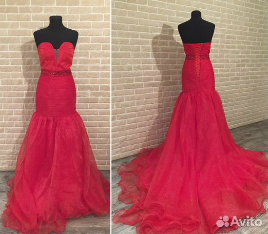 Платье ярко-красное со шлейфом для фотосессий 89101567508 купить 1