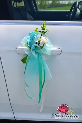 Свадебное украшение на машину №30 (мятное)