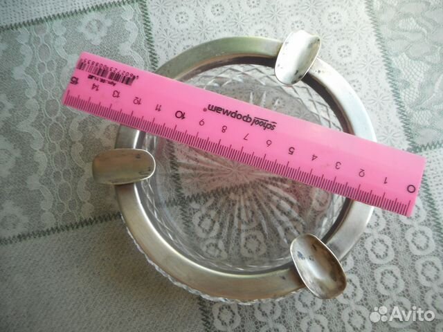 Пепельница, хрусталь, серебро 875 пр