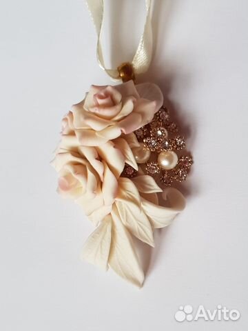 Нежно-розовый кулон на свадьбу, выпускной Нежно-розовый кулон на свадьбу, выпускной