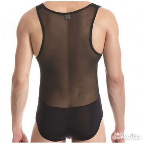 Боди мужское черное с прозрачной полосой Боди мужское черное с прозрачной полосой