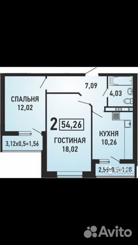 2-к квартира, 54.3 м², 9/19 эт.