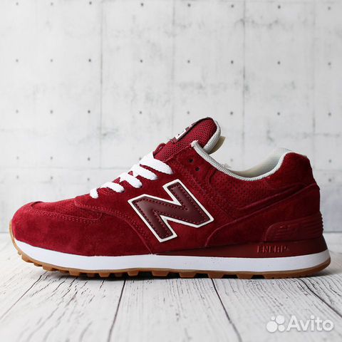 Кроссовки NB 574 бордовые женские