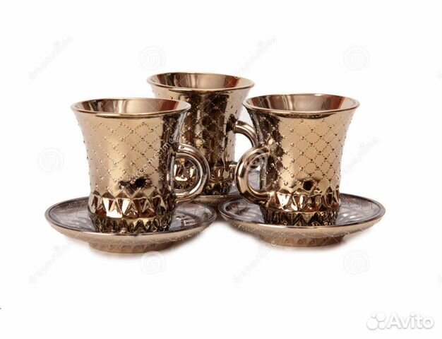 Кофейный сервиз (6 пар); сервировочные вазы