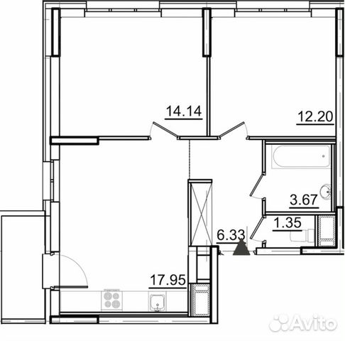 2-к квартира, 56 м², 9/18 эт.
