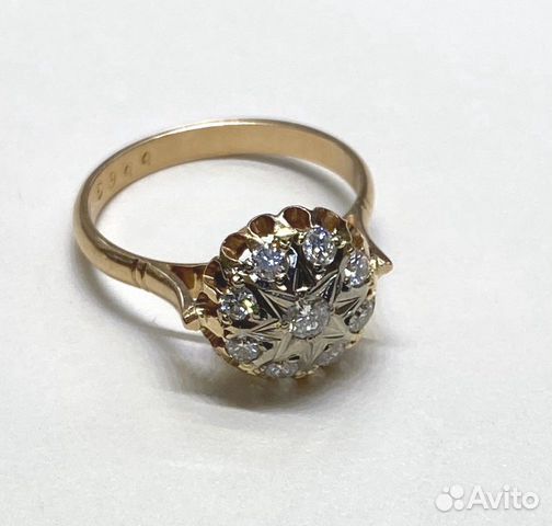 Золотое советское кольцо 583 с бриллиантами 0,51 к Золотое советское кольцо 583 с бриллиантами 0,51 к