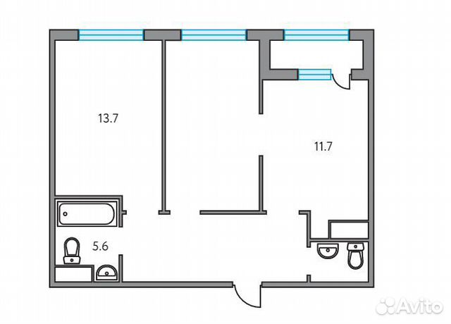 2-к квартира, 56.9 м², 4/26 эт.
