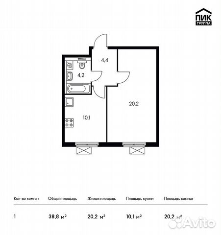 1-к квартира, 38.8 м², 17/18 эт. 1-к квартира, 38.8 м², 17/18 эт.