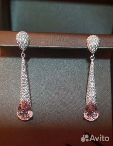 Серьги с кунцитами и бриллиантами 2.7 карат