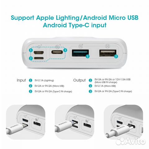 20000 мАч Внешний аккумулятор Power Bank