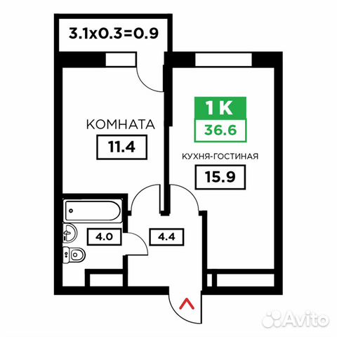 1-к квартира, 36.6 м², 16/24 эт.