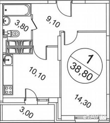 1-к квартира, 38.8 м², 12/22 эт.