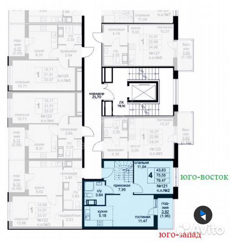 4-к квартира, 79.5 м², 8/9 эт. 4-к квартира, 79.5 м², 8/9 эт.