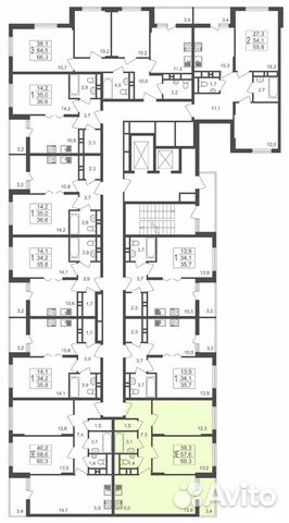 3-к квартира, 59.3 м², 13/17 эт. 3-к квартира, 59.3 м², 13/17 эт.