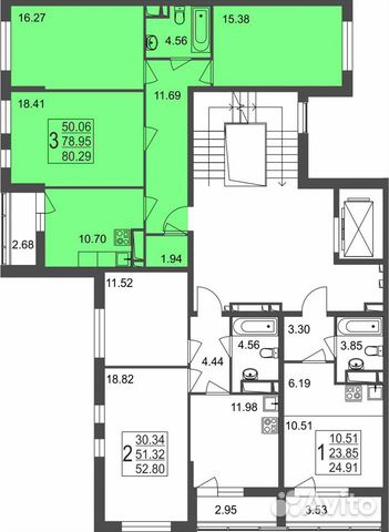 3-к квартира, 80.3 м², 4/8 эт.