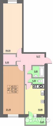 2-room apartment, 71 m2, 2/10 et. 84812777000 buy 2