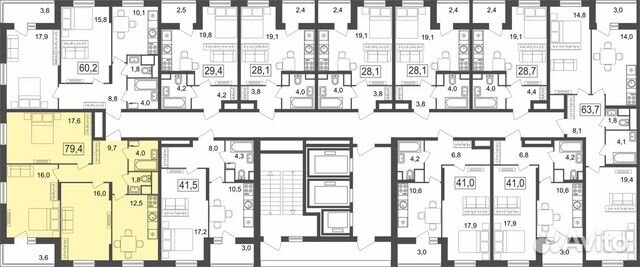 3-к квартира, 79.4 м², 11/25 эт. 3-к квартира, 79.4 м², 11/25 эт.