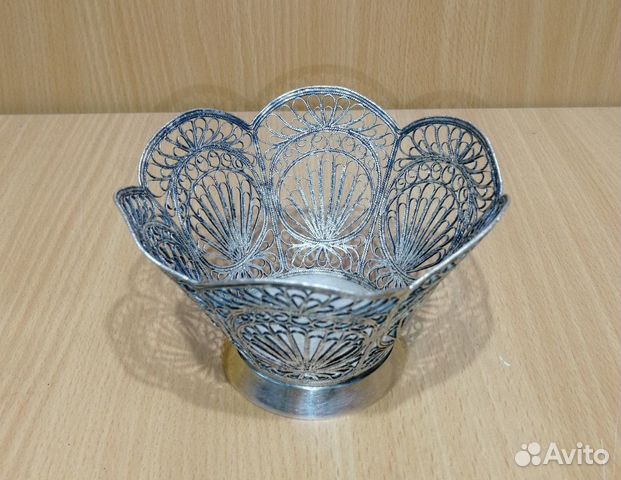 Ваза вазочка конфетница мельхиор мнц скань / СССР Ваза вазочка конфетница мельхиор мнц скань / СССР