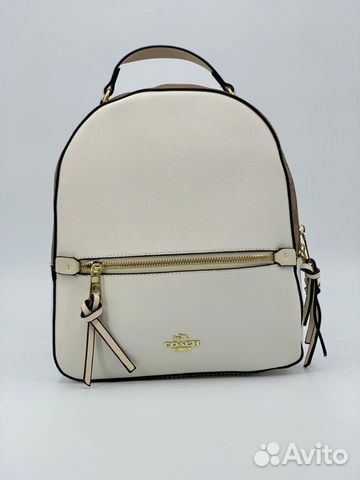 Новый женский рюкзак из кожи белый Coach