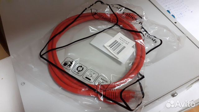 Патчкорд RJ-45, кат. 5е, 1 м., красный