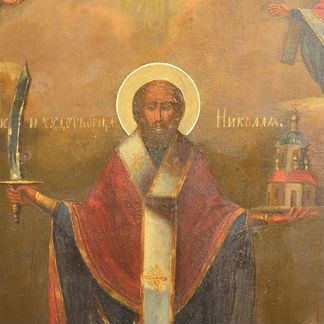 Икона старинная Николай Можайский