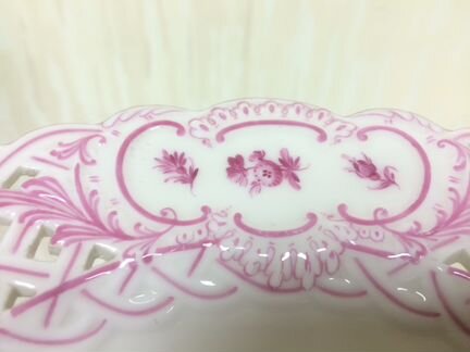 Мейсен Meissen Антикварная тарелка кружевная ручно