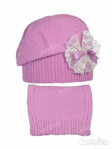 Комплект для девочки, шапка+шарф, новый
