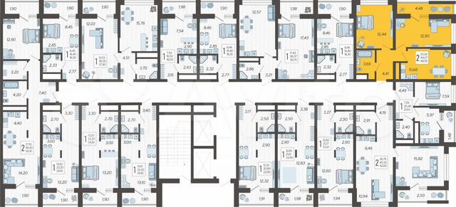 2-к. квартира, 48,6 м², 5/19 эт.