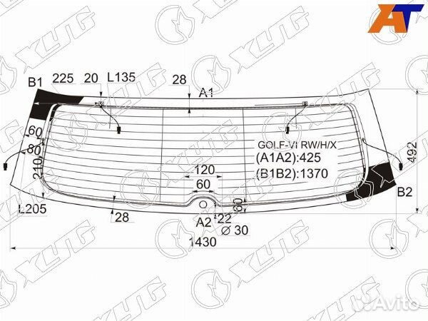 Стекло заднее volkswagen golf