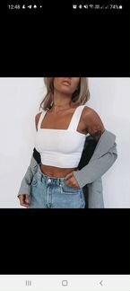 Топ майка белая кроп-топ 42-44