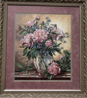 Картина вышитая крестом «Пионы»