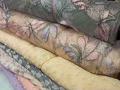 Ткань сетка со стрекозами