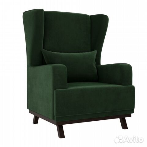 Мягкое кресло Джон, велюр зеленый