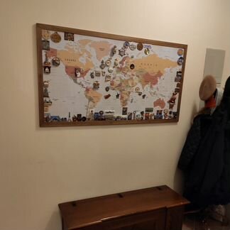 Магнитная доска Карта мира на стену