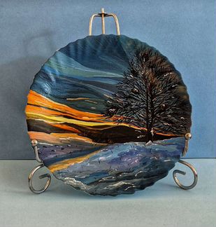 Тарелочка декоративная,зимний пейзаж