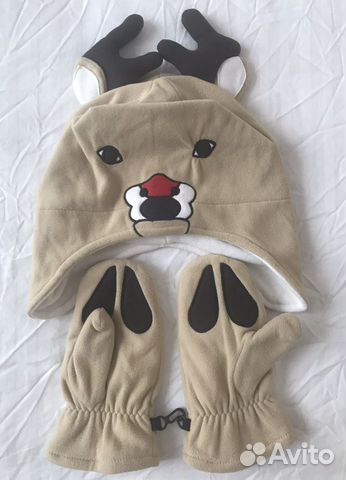 Набор шапка и варежки из флиса для малышей