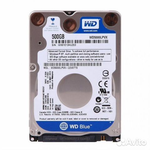 WD Blue Mobile (WD5000lpcx) 500 гб