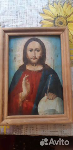 Икона Господь Вседержитель.Спас.Живопись.19 век