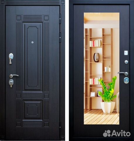 Металлическая дверь Броня Мадрид венге с зеркалом