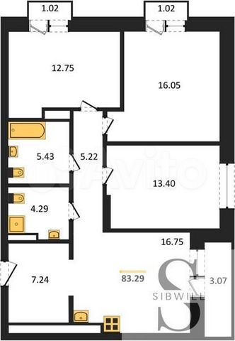 3-к. квартира, 86,2 м², 14/30 эт.