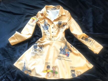 Платье жёлтое с принтом