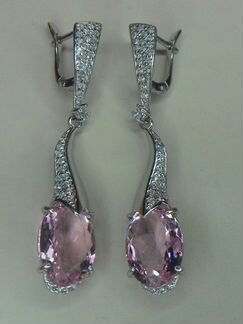 Серебро 925 пробы,Серьги с Розовым Кварцем