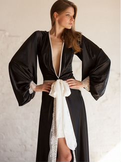 Кимоно халат opium черный атласный 40-46 размер